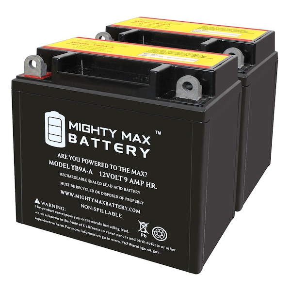 Mighty Max Battery YB9A-A 12V 9AH Replacement Battery compatible with Suzuki LT160 E QuadRunner 2003 - 2PK MAX4000740 - main